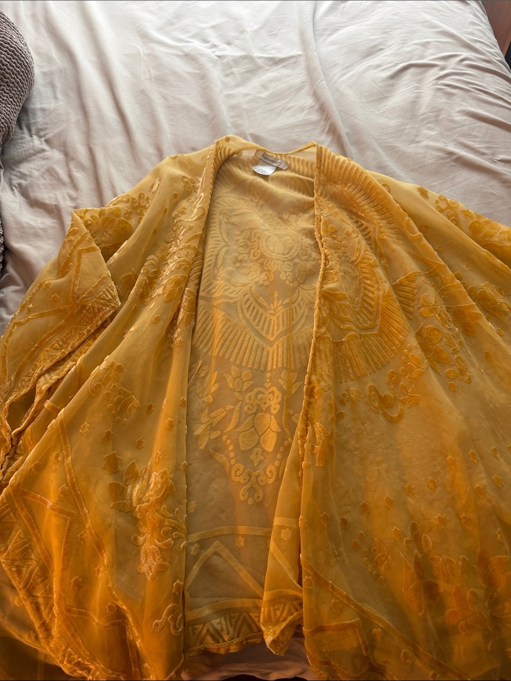 Francesca's Collections Golden Yellow Embroidered Sheer Curtain Panel